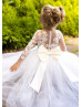 Ivory Lace Tulle Flower Girl Dress With Removable Train